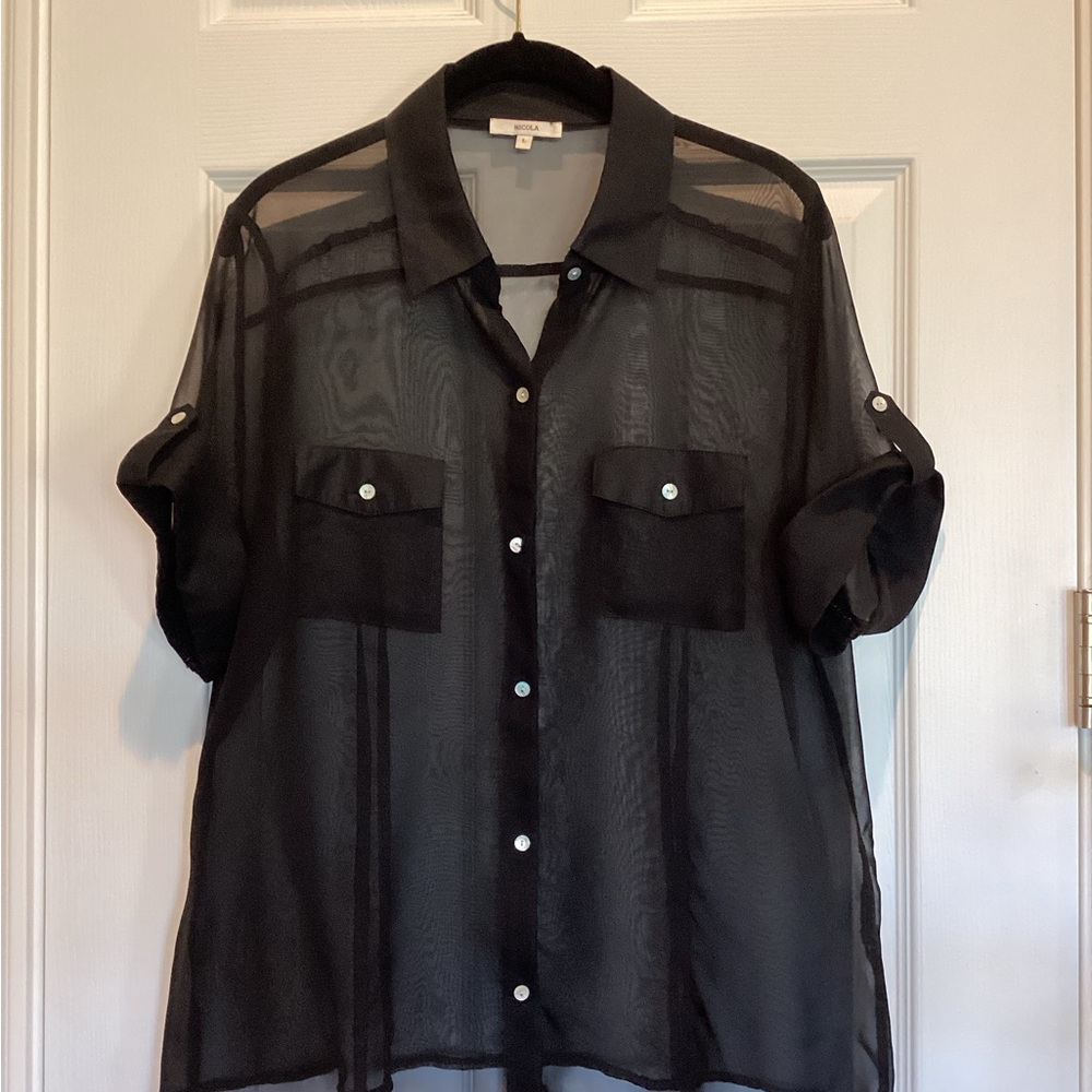 NICOLA Sheer Black Blouse